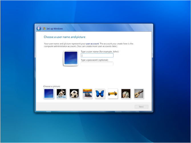 Setup Screen 1